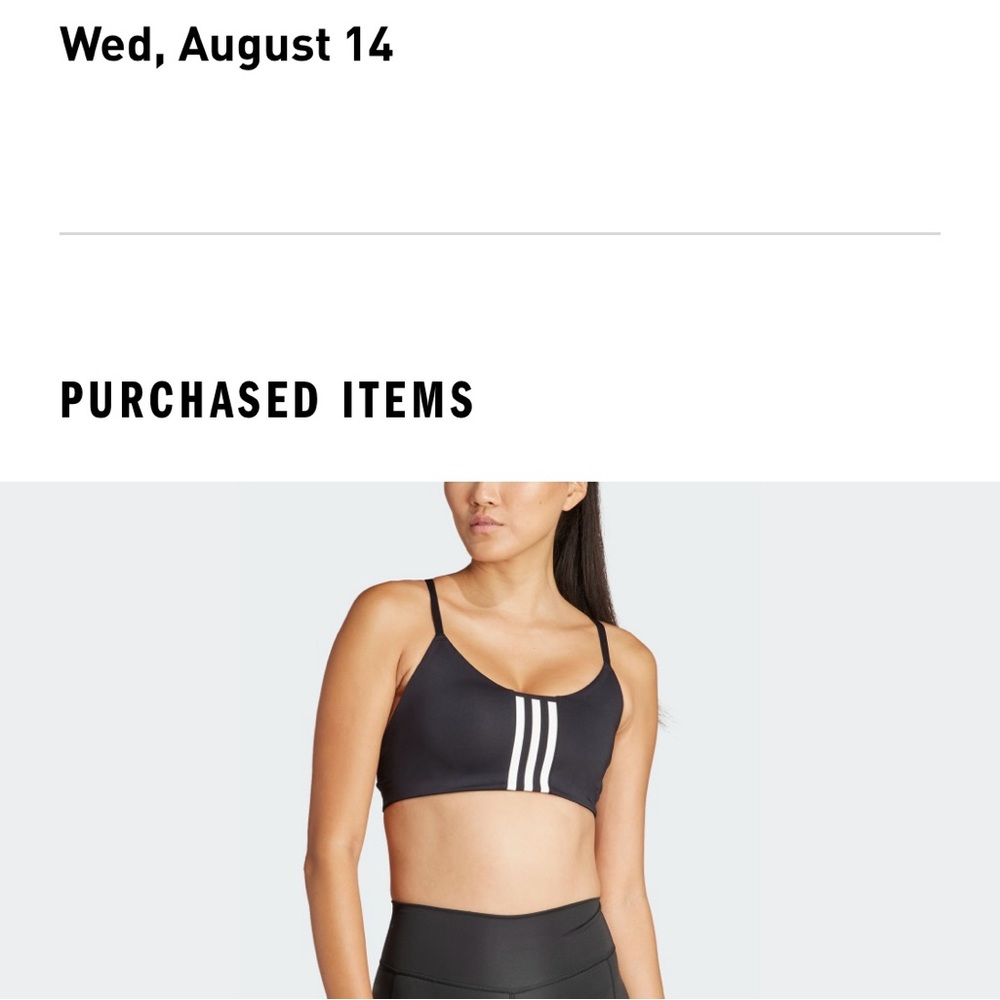 Adidas Aero Ready Black Sports Bra with Spaghetti Straps
